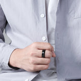 Engraved Couple Rings Tungsten Wedding Band Set Meteorite Inlay Jewelry