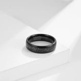 Engraved Couple Rings Tungsten Wedding Band Set Meteorite Inlay Jewelry