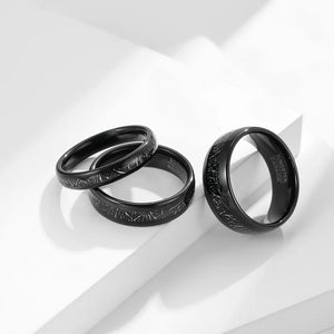 Engraved Couple Rings Tungsten Wedding Band Set Meteorite Inlay Jewelry