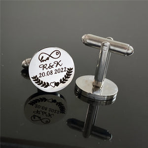 Personalized Groom Shirt Cufflinks Wedding Name Engraved Lettering