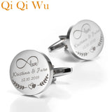 Personalized Name Engraved Groom Cufflinks Wedding Shirt Buttons
