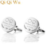 Personalized Name Engraved Groom Cufflinks Wedding Shirt Buttons