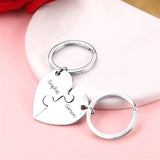 Personalized Heart Puzzle Couple Keychains Set