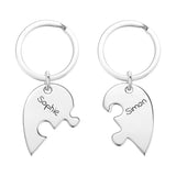 Personalized Heart Puzzle Couple Keychains Set