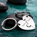 Personalized Heart Puzzle Couple Keychains Set