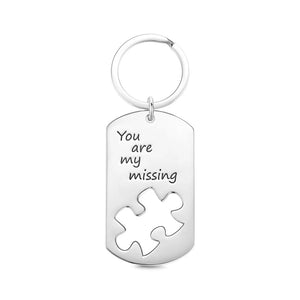 Personalized Puzzle Dog Tag Necklace and Keychain Set