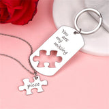 Personalized Puzzle Dog Tag Necklace and Keychain Set