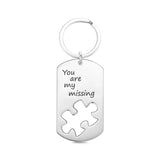 Personalized Puzzle Dog Tag Necklace and Keychain Set