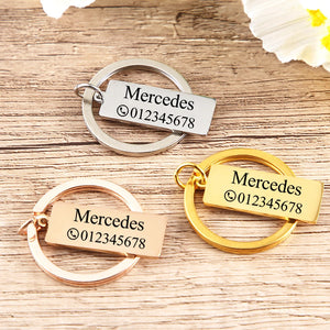 Engraved Keychain Name Number Stainless Steel Personalized Gift