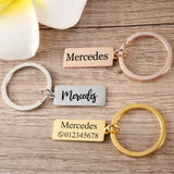 Engraved Keychain Name Number Stainless Steel Personalized Gift