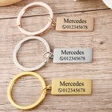 Engraved Keychain Name Number Stainless Steel Personalized Gift
