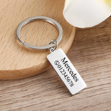 Engraved Keychain Name Number Stainless Steel Personalized Gift
