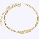 Engraved Letter Anklets for Women Stainless Steel Chain Nameplate Pendant