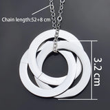 Engraved Stainless Steel 3 Ring Pendant Necklace