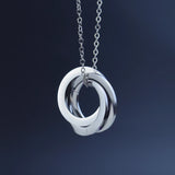 Engraved Stainless Steel 3 Ring Pendant Necklace