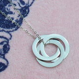 Engraved Stainless Steel 3 Ring Pendant Necklace