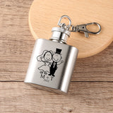 Custom Engraved Name & Date Flask Keychain - Stainless Steel Party Favor