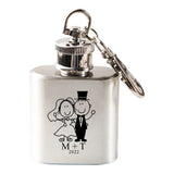 Custom Engraved Name & Date Flask Keychain - Stainless Steel Party Favor