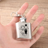 Custom Engraved Name & Date Flask Keychain - Stainless Steel Party Favor