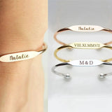 Engraved Name Bracelets Women Cuff Bangle