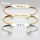 Engraved Name Bracelets Women Cuff Bangle