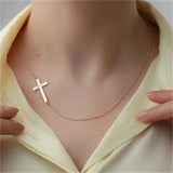 Engraved Christian Jesus Cross Necklace Stainless Steel Chain