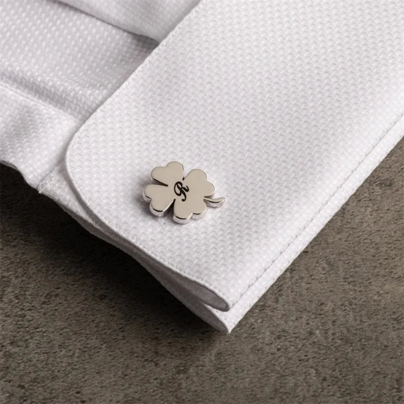 Personalized Stainless Steel Clover Cufflinks for Men