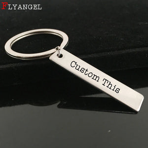 Engraved Name Date Words Keychain Couples Valentine Gift Men Women Jewelry