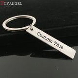 Engraved Name Date Words Keychain Couples Valentine Gift Men Women Jewelry