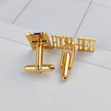 Engraved Name Cufflinks Personalized Letter Logo Mens Wedding