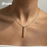 Engraved Name ID Necklace Square Pendant Personalized Stainless Steel