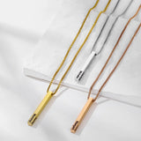 Engraved Name ID Necklace Square Pendant Personalized Stainless Steel