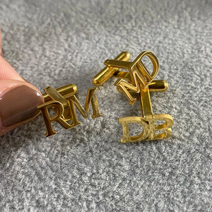 Engraved Initials Cuff links Mens Wedding Personalized Shirt Letter Cufflinks