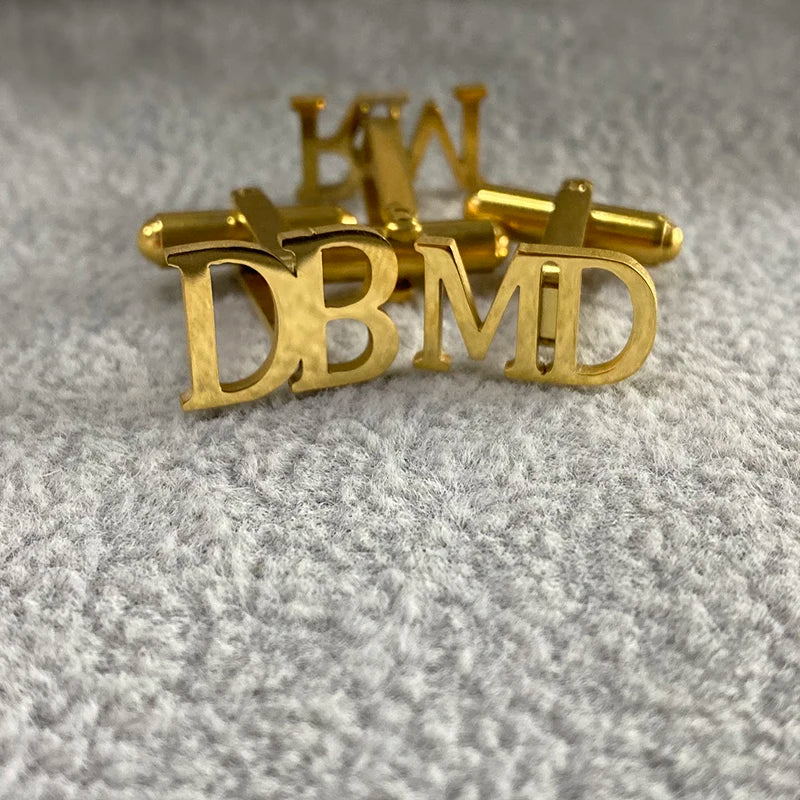 Engraved Initials Cuff links Mens Wedding Personalized Shirt Letter Cufflinks