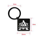 Engraved Name Initials Key Chain Square Stainless Steel Keychain