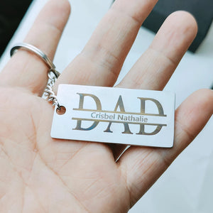 Engraved Name Key Ring Stainless Steel Dad Key Chain Father's Gift