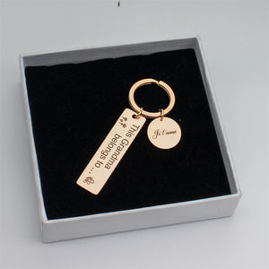 Personalized Engraved Name Keychain Women Stainless Steel Bar Charm Key Ring