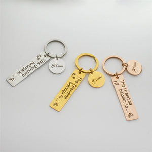 Personalized Engraved Name Keychain Women Stainless Steel Bar Charm Key Ring