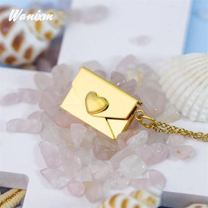 Personalized Stainless Steel Heart Envelope Pendant