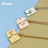 Personalized Stainless Steel Heart Envelope Pendant