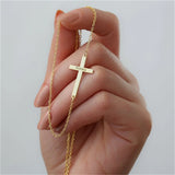 Engraved Name Men Necklace Cross Pendant Stainless Steel Women Christian Believe