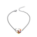 Personalized Name Photo Bracelet Stainless Steel Heart ID Tag Couple Jewelry