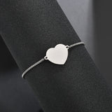 Personalized Name Photo Heart Baby Bracelet Stainless Steel Adjustable Chain