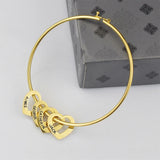 Personalized Family Names Bracelets with Hearts Stainless Steel Jewelry Mother