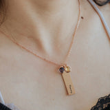 Engraved Names Date Mothers Necklace with Kids Names Child Birthstone Necklace