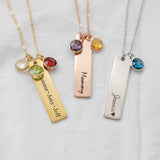 Engraved Names Date Mothers Necklace with Kids Names and Birthstones