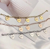 Personalized Stainless Steel Heart Charms Pendant Bracelet