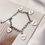 Personalized Stainless Steel Heart Charms Pendant Bracelet