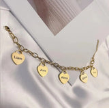 Personalized Stainless Steel Heart Charms Pendant Bracelet