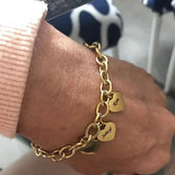 Personalized Stainless Steel Heart Charms Pendant Bracelet
